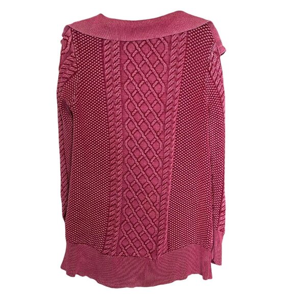 Soft Surroundings Fox Browning's Cable Knit Tunic Sweater M Raspberry Pink - Picture 11 of 12